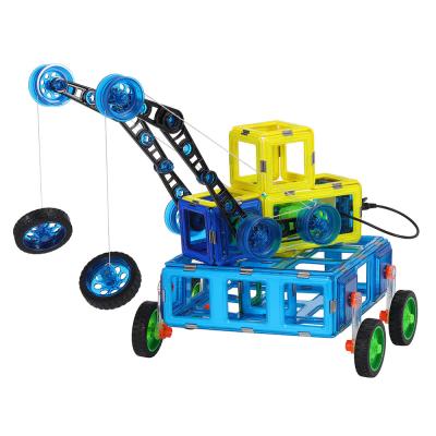 China Kids Magnetic Tiles Remote Control Car Locomotive Crane Magnetic Building Toys for sale