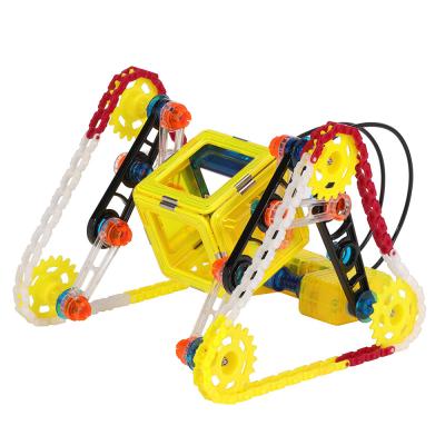 China 3D Construction Magnetic Building Toys Triangular Car With Remote Controlled Motor for sale