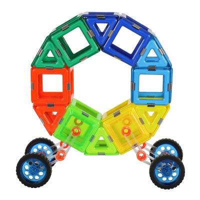 China Kids Creative Play Gift Magnetic Tiles Vehicles Circular Car Magnetic Block Set for sale