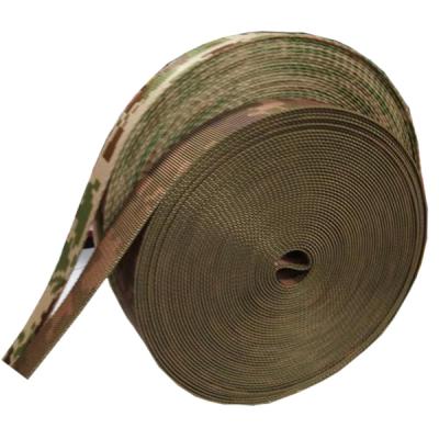 China Viable Custom Camouflage Webbing Sublimation Heat Transfer Camouflage Polyester Pattern Military Webbing for sale