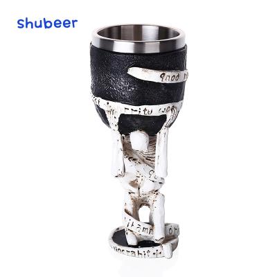 China Stainless Steel Luxury Antique Whiskey Goblet Ghost Head Ghost Red Wine Glass Goblet for sale