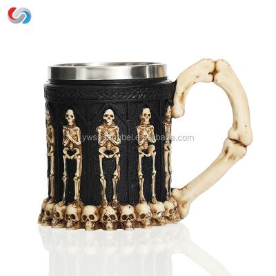 China Skeleton Europe Ossuary Style Tankard Beer Mug Mug For Halloween Gifts for sale