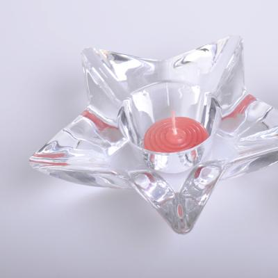 China Modern Decorative Crystal Five-Pointed Star Glass Candle Holders Wholesale for Wedding, Parties for sale