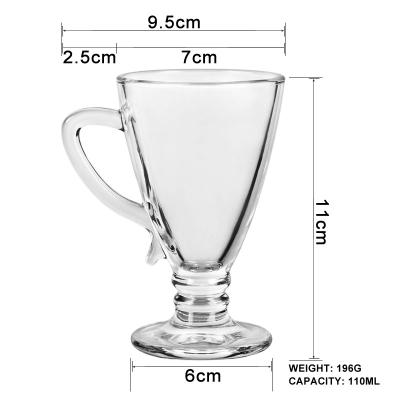 China New 6pcs/set 110ml Classical/postmodern Nordic lead-free crystal glass cup with handle tumbler for home for sale