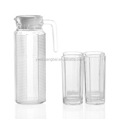 China 5 Pcs Eco - Friendly Octagonal Glass Cups With Water Jug Set For Home Office for sale