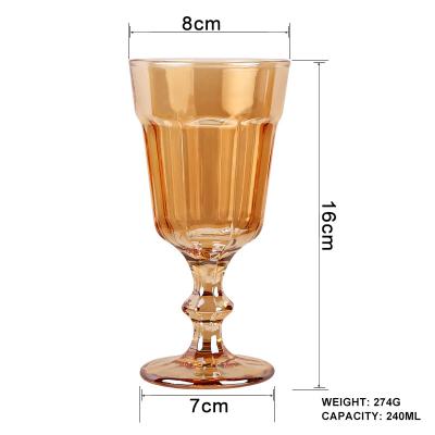 China Modern French Round Bottom Wine Glass Gold Crystal Goblets For Wedding Decoration for sale