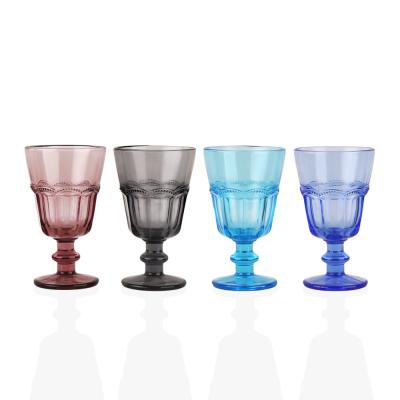 China Lead Free Transparent Crystal Goblet 250ml Four Color Wine Glass Cup Shot Low Goblet for sale