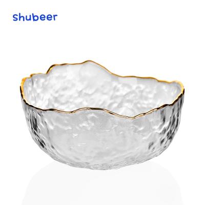 China Viable Hammer Pattern Insist Glass Bowl Rim Japanese Style Phnom Salad Bowl Instant Noodle Vegetable Bowl for sale