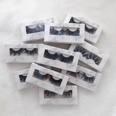 China 2020 Hot Sale Qingdao Sellers 25mm 5d Mink False Eyelashes Factory Direct Criss-Cross With Marble Wick Box for sale