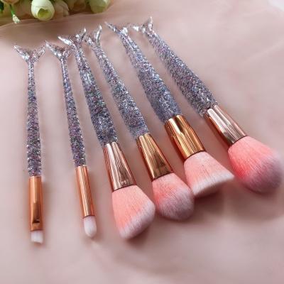 China New Arrival Best Selling Premium 6Pcs Crystal Face Makeup Brushes Base Diamond Cosmetic Makeup Brush Set Private Label for sale