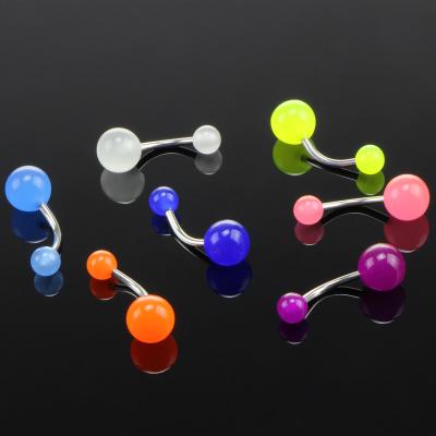 China TRENDY Glow in the Dark 14G Surgical Steel Belly Button Rings Body Piercing Jewelry for sale