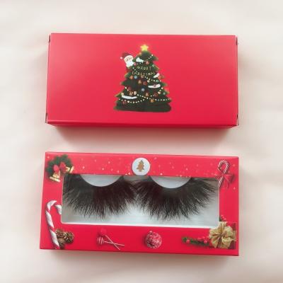 China Christmas Criss-Cross Sales 27mm Mink Lashes Factory Wholesale Full Strip Eyelashes To Accept Customize Christmas Lashes Box for sale