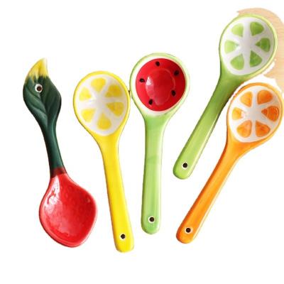 China Ceramic Hand-painted Cute Creative Viable Cartoon Rice Tableware Household Fruit Spoon Japanese-style Meal Partner High-Grade Diner for sale