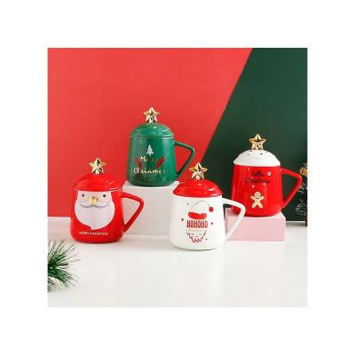 China Viable Cup Christmas Cartoon Mug Holiday Business Gift Personality Elk Gingerbread Man Snowman Pattern Color Box Cute Color Box for sale