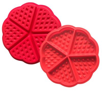 China Sustainable Non-Stick 5 Cavities Silicone Waffle Molds Heart Shaped Bars Reusable For Baking DIY Food Cake Candy Factory BPA Free for sale