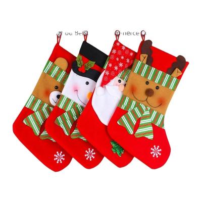 China Cloth Christmas Stocking Party Supplies Santa Snowman Reindeer 3D Plush Character Decorations Christmas Gift Bags Tree Stocking for sale