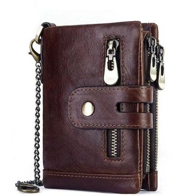 China 2022 new arrival RFID swipe wallet anti-theft anti-theft men invent and card genuine leather wallet for men for sale