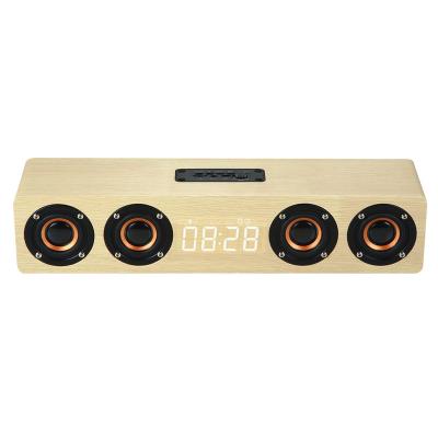 China Bestselling Phone Function Amazon Super HD Bass Portable Speaker Calls Mini BT Speaker LED Alarm Clock Wireless Wooden Speakers for sale