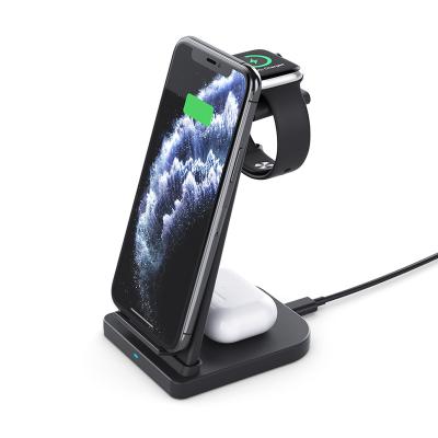 China 3 IN 1 Wireless Charging Portable Wireless Charger New Design 3 in 1 Charger Stand for Phone Smart Watch Wireless Earphone for sale