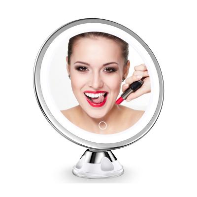 China Custom Wholesale Good Quality Desktop Makeup Fan Light Hot Selling Mirror Lighted With Led Lighted for sale