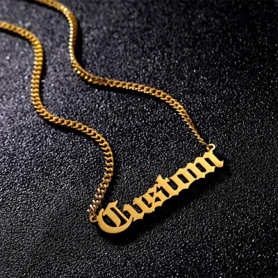 China High Quality Gold Color Chain Pendant Stainless Steel Nameplate Necklace Jewelry Fashion Women Custom Name Plate Necklace for sale