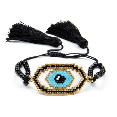 China BOHEMIA 2021 Handmade Women Seed Bead Turkish Eye MIYUKI Rivet Leopard Black Pulseras Devil Bracelets for sale