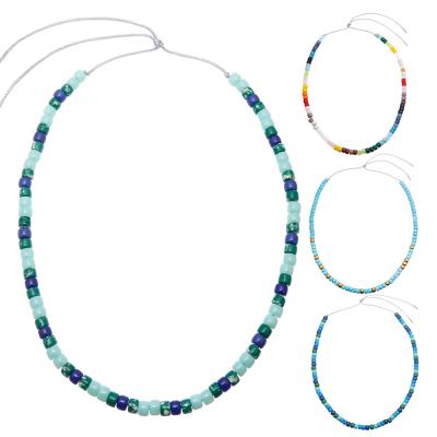 China Fashion Environmental Friendly Wholesale Strong Beads Jewelry Gift Handmade Adjustable Rope Chain Rainbow Beads Necklace for sale