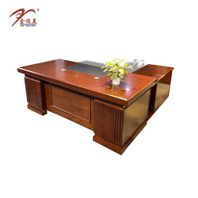 China bestselling L-Shape Office Furniture MDF Wood Veneer Desks Computer Desk in Walnut Color for sale