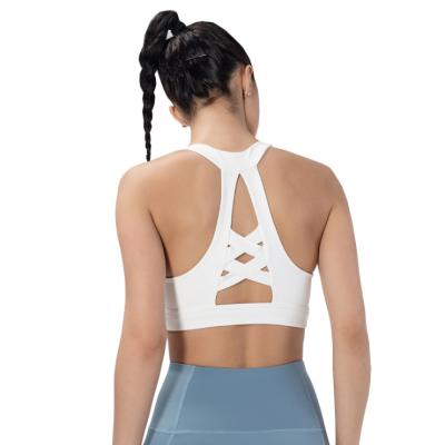 China Various Manufacture Breathable Spandex Factory Fitness Nylon White Top Bra for sale