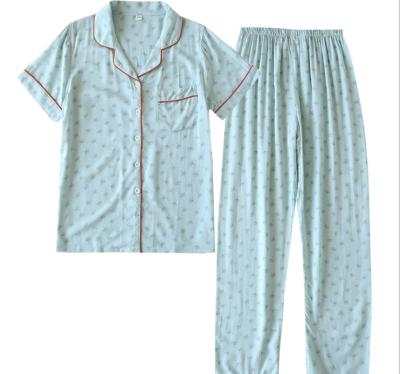 China 2021 Casual Pajamas Cardigan Pajamas For Women Women Short Suits Satin Pajamas Set for sale