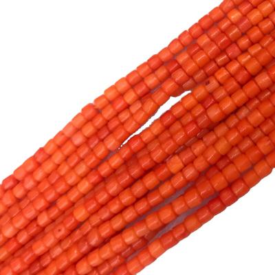 China PANGEM Stone 5A Bamboo Red Coral Sea Drum Shape 4*6mm Beads Barrel Beads For Jewelry Coral Making for sale