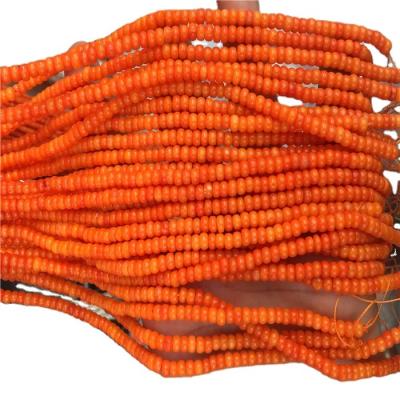 China PANGEM STONE 4*8mm Sea Roundel Beads Bamboo Red Orange Coral Gemstone Beads Loose Strand For Jewelry Coral Making for sale