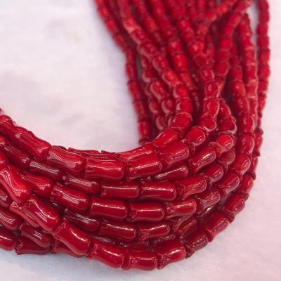 China Stone PANGEM 5A Bamboo Red Orange Sea Coral 4*8mm Carved Tulip Flower Beads Rose Flower Carved Coral Beads For Jewelry Coral Making for sale