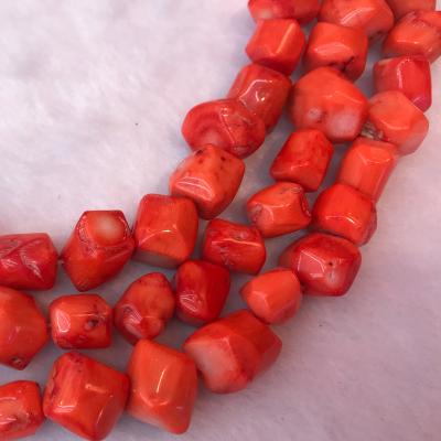 China PANGEM 5A Sea Stone 10mm Nugget Shape Beads Bamboo Red Coral Coral Beads For Jewelry Coral Making for sale