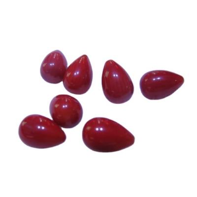 China Stone PANGEM 5A Red Sea Stone Coral Tear Drop Half Drilled Bamboo Beads For Earring Drop And Necklace Drop for sale