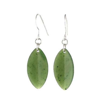 China PANGEM Canada TRENDY Genuine Green Nephrite Jade Gemstone Tear Drop/Solid Sterling Silver Leaf/Circle 925 Earrings for sale