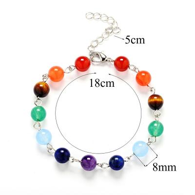 China PANGEM Genuine Crystal Quartz Balancing Healing 7 Chakra Healing Gemstones Casual/Sports Yoga and Gemstones Bracelet for sale