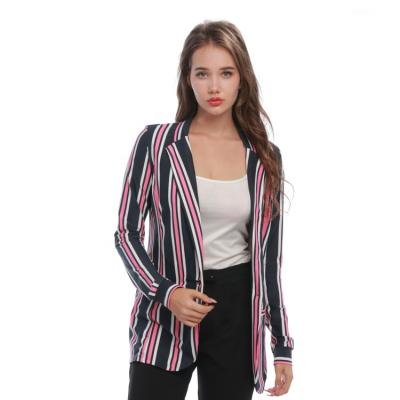 China Wholesale Office Work Fashion Anti-Wrinkle Fashion Lapel Striped Notched Casual Suit Women Blazers for sale