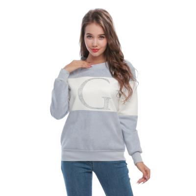 China Wholesale Casual Beaded Crewneck Long Sleeve Anti-Wrinkle Letter Custom Graphic Women's Sweatshirt for sale