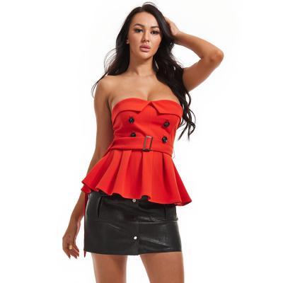 China OEM Custom Fashion Anti-pilling Trendy Sexy Off The Shoulder Ladies Crepe Tube Tops For Women for sale