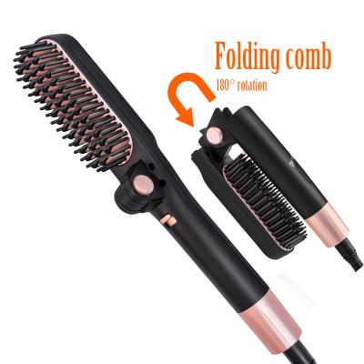 China Salon Hair Make Hair Salon Make Fast Portable Men's Styler Hair Styler Brush Plant Beard Ptc Fast Heating Anti-scalding Foldable Straightener Comb for sale