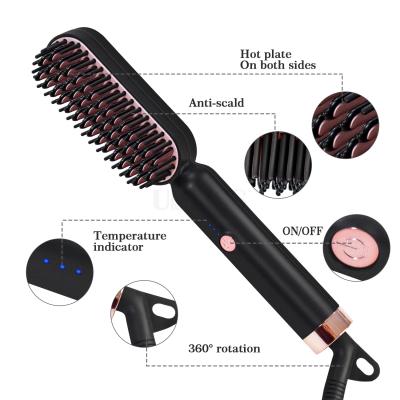 China Salon Hair Do Hair Salon Do 360 Degree Rotating Tail Beard Straightener Paint Luster Heating Plate Electric Ceramic Beard Comb for sale