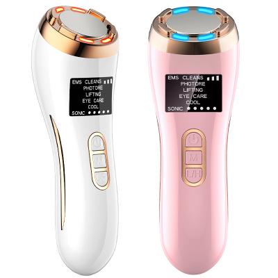 China 2021 New Color Skin Rejuvenation Skin Rejuvenation Massager RF Ultrasonic Hot Cool Light Treatment EMS Facial Beauty Instrument for sale