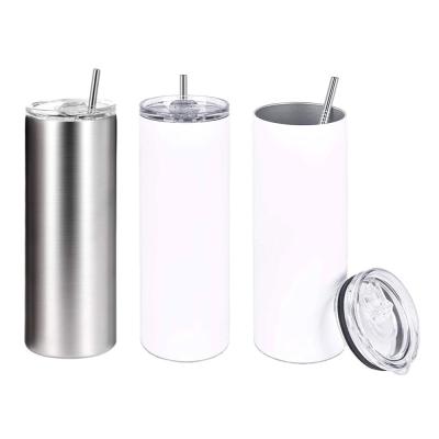 China Sustainable Lean White Straight 20 Oz Sublimation Masks 304 Stainless Steel Tumblers With Metal Straws for sale