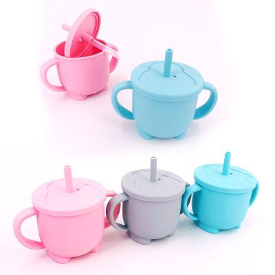 China BPA Free Food Grade Leakproof Baby Learning Drinkware Silicone Sippy Cups Baby Feeding Cups For Toddlers for sale