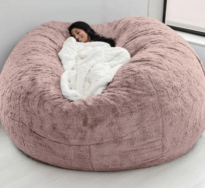 China (Size)Adjustable Oversized Bean Bag Sofa Self Expanding Living Room Bean Bag Cover Giant Faux Fur Vacuum Packing Foam Black Bag Without Filling for sale