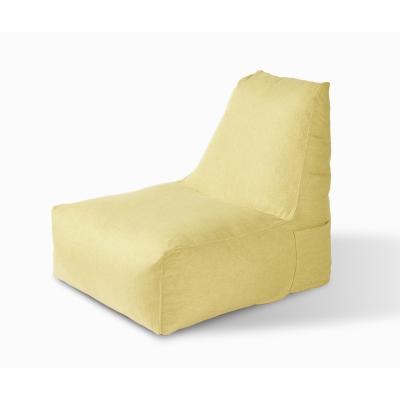 China Sit Shredded Foam Yellow L Shape Coffee Lounge Bean Bag Chairs Filled With Sponge Filled for sale