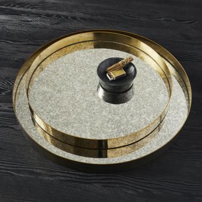 China Brand Minimalist Luxury Elegant Brass Material Tray Snack Tray Decor Party Tree Tableware Decorative Tray for sale