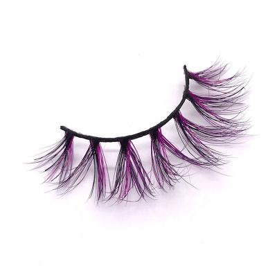 China Durable Up to 25-30 Times Handmade Colored Mink Eyelash Vendor 3D Lashes 100% Real Mink Rainbow Color Lash Mink Colored Eyelashes for sale