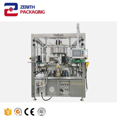 China Food Fully automatic linear pneumatic four head filling machine labeling machine Filling and sealing round bottle labeling machine for sale